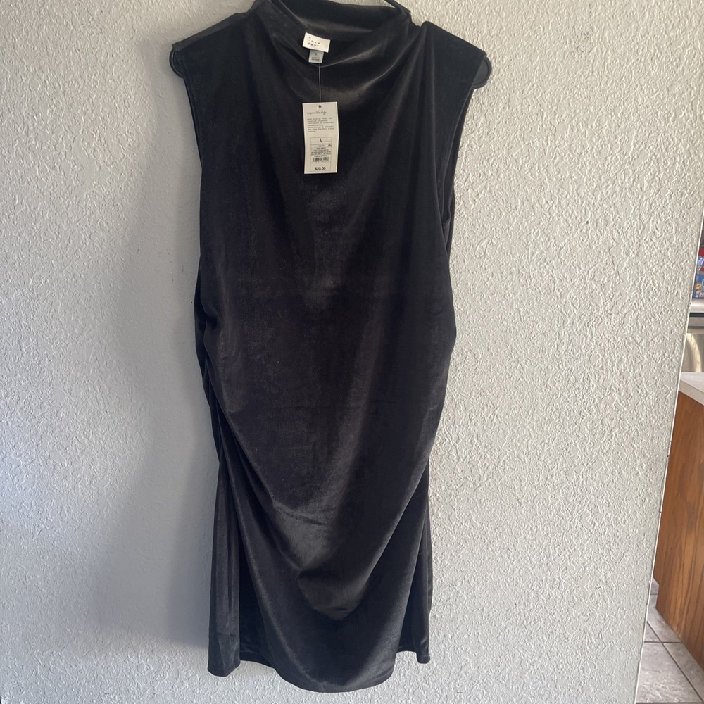 Women's Mini Velvet Ruched Dress A New Day Black L